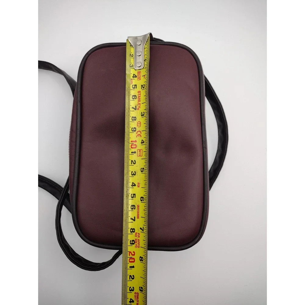 Albinar Burgundy Faux Leather Camera Bag Crossbody Utility Travel Case Small